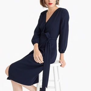 NWT J. Crew Wrap dress in 365 crepe navy blue 10 M